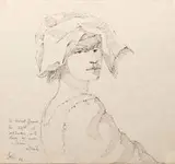 Corrado Cagli, Woman's Head, c. 1960, Pen and ink on rice paper