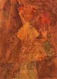 Mirko, Abstract (Mother and Child), 1962, Wax pastel on paper applied to canvas
