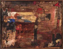 Alberto Sartoris, Citta Ritrovata, 1959, Oil and mixed media on asbestos panel