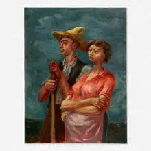 Arnold Blanch, Man and Wife, 1935, mixed media on canvas