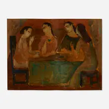 Max Weber, Four Seated Figures, 1909, gouache on paper board