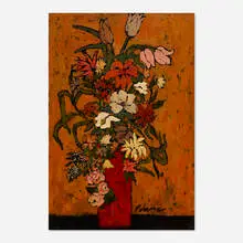 Charles Evans, Flowers, oil on canvas
