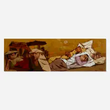Lunch Break by Louis Bosa, oil on Masonite, sold Nov 2020