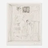 Pablo Picasso, L'Inspiration Travaille et le Peintre se Tourne les Pouces, 1967, drypoint
