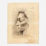 Portrait de Jacqueline by Pablo Picasso, 1956, lithograph in colors, sold Nov 2020