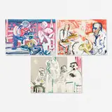 three works from the Jazz Suite by Romare Bearden, 1979, lithograph in colors on Arches, sold Nov 2020
