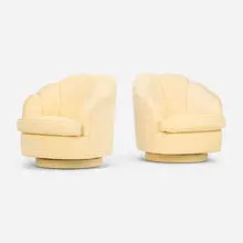 Milo Baughman, Swivel chairs, pair, c. 1950, upholstery