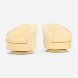 Milo Baughman, Swivel chairs, pair, c. 1950, upholstery