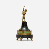 Ateliers Juvenia, Annular rotary clock with cupid and arrow, c. 1925, gilt bronze, marble, enamel