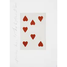 Seven Hearts (from Playing Cards portfolio) by Donald Sultan, 1990, aquatint on paper, sold Sep 2010