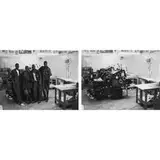 Christopher Williams, Ablaye Ba, Bira Ba, Sidath Fall and Aziz Ngom, La Senegalaise de L'Imprimerie Dakar, Senegal, May 14, 1996 (diptych), 1996, gelatin silver prints