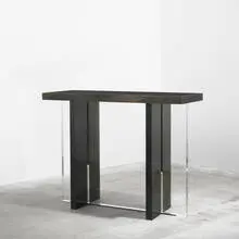 Chahan Minassian, console, 2006, lacquered wood, Lucite, bronze, glass