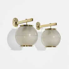 Lp7 sconces, pair by Ignazio Gardella, 1955, brass, glass, sold Jun 2010
