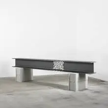 Pierre Malphettes, HEA-Point Limite #1, 2008, steel with cinderblocks
