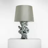Peter Lane, table lamp, c. 2007, glazed stoneware, bronze, linen