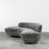 sofa by Vladimir Kagan, c. 1975, mohair, stained oak, acrylic, sold Jun 2010