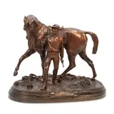 late 19th century patinated bronze of 'Vainqueur!!!' by Pierre-Jules Mêne, patinated bronze, offered Feb 2023