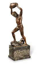Otto Schmidt-Hofer, patinated bronze figure of a Greek warrior, patinated bronze