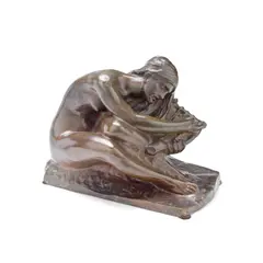 Alfred Laliberté, patinated bronze figure of 'La Poesie', patinated bronze