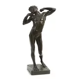 Frederic Leighton, patinated bronze figure of 'The Sluggard', patinated bronze