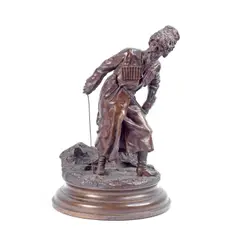 Vasily Grachev, patinated bronze figure of a Warrior of the Caucasus, patinated bronze