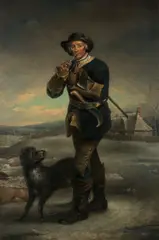 Thomas Barker, The woodman and his dog, oil on canvas