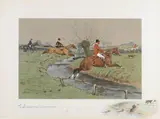 'Snaffles' Charlie Johnson Payne, 'The Whissendine brook runs deep and wide', watercolour over a printed base heightened with white