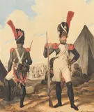 Denis Dighton, Napoleon imperial guards; Officers of the life guards, a pair, watercolour
