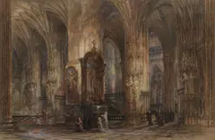 Wyke, Interior of Strasbourg Cathedral, watercolour