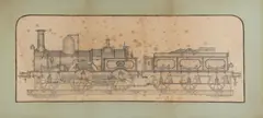Locomotive by Joseph Woods, pencil, sold Feb 2023
