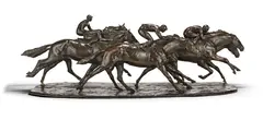 John Rattenbury Skeaping R.A., A Group of Five Racehorses, bronze with a dark brown patina
