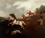 Call of the hunt by English School, Oil on canvas, sold Sep 2022