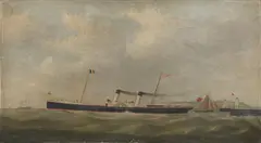 George Mears, The paddle steamer Brittany coming out of Newhaven bound for Dieppe, her regular run, Oil on canvas