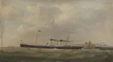 George Mears, The paddle steamer Brittany coming out of Newhaven bound for Dieppe, her regular run, Oil on canvas