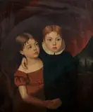 Siblings by English School, Oil on canvas, sold Sep 2022