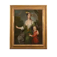 Thomas Hudson, A portrait of a lady thought to be Mrs. Cooper and her son, oil on canvas