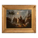 John Carlin, Caravane sur la mer de Galilée, oil on canvas