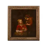 Nicolaes Maes, Blowing bubbles, oil on canvas