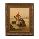 L. Laurenty, Gathering mussels, oil on canvas