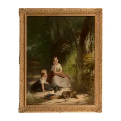J. G. Pollitt, A rest in the forest, oil on canvas