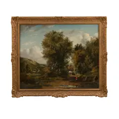 Frederick William Watts, A walk on a country road, oil on canvas