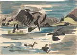 Ernst Ludwig Kirchner, Gebirgssee mit Wasservögeln, 1934, Aquarell und Feder und Pinsel in Tusche auf Papier