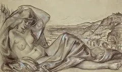 Bodensee-Venus I by Otto Dix, Um 1937, Kohle, mit Deckweiß gehöht, auf festem, hellgrauem Papier, sold Dec 2007