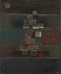 Bau I by Fritz Winter, 1932, Öl und Sand, teilweise über Papier, auf Nessel, sold Nov 2008