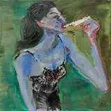Austernesserin (Bianca) by Rainer Fetting, 1995, Öl auf Leinwand, sold Nov 2008