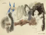 Ghosties by Lyonel Feininger, Um 1953, Feder über Bleistift, aquarelliert, auf dünnem Papier, sold May 2008