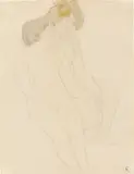 Auguste Rodin, Deux femmes nues assises se tenant la main, Um 1896, Bleistift und Aquarell auf Velin