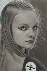 Richard Phillips, Sumka, 2008, Charcoal and chalk on gray toned paper