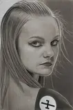 Richard Phillips, Sumka, 2008, Charcoal and chalk on gray toned paper