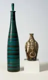 Jerome Ackerman, Tall bottle stopper and associated vase, Glazed ceramic